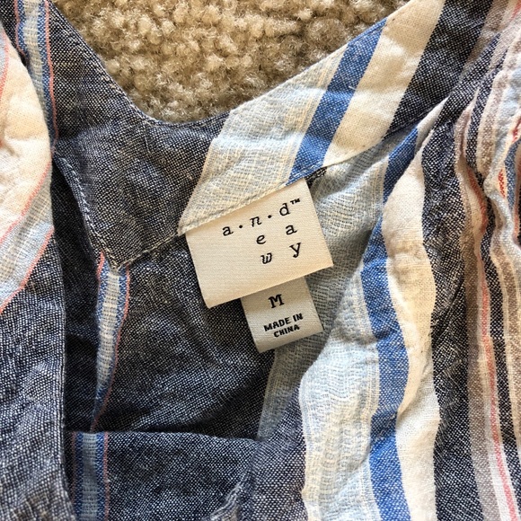 A New Day Linen Striped Tie Tank Top size M - Picture 4 of 6